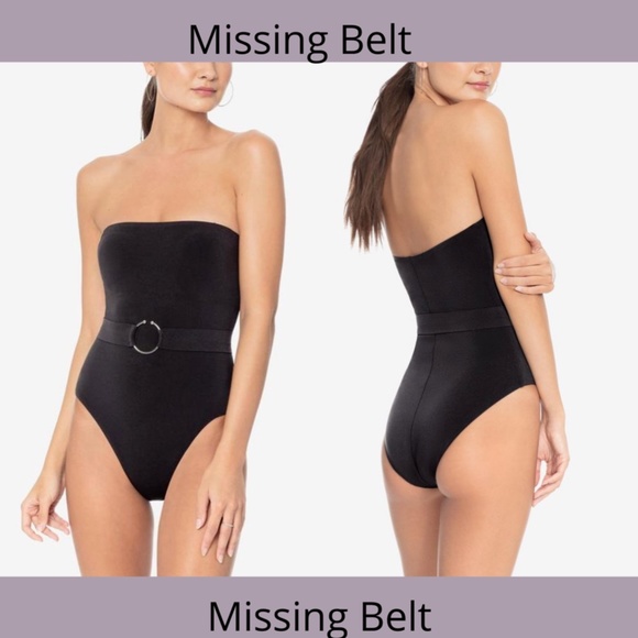NWD Robin‎ Piccone Luca Barbell Bandeau One Piece Swimsuit in Black [SZ 4 ] - Picture 1 of 11